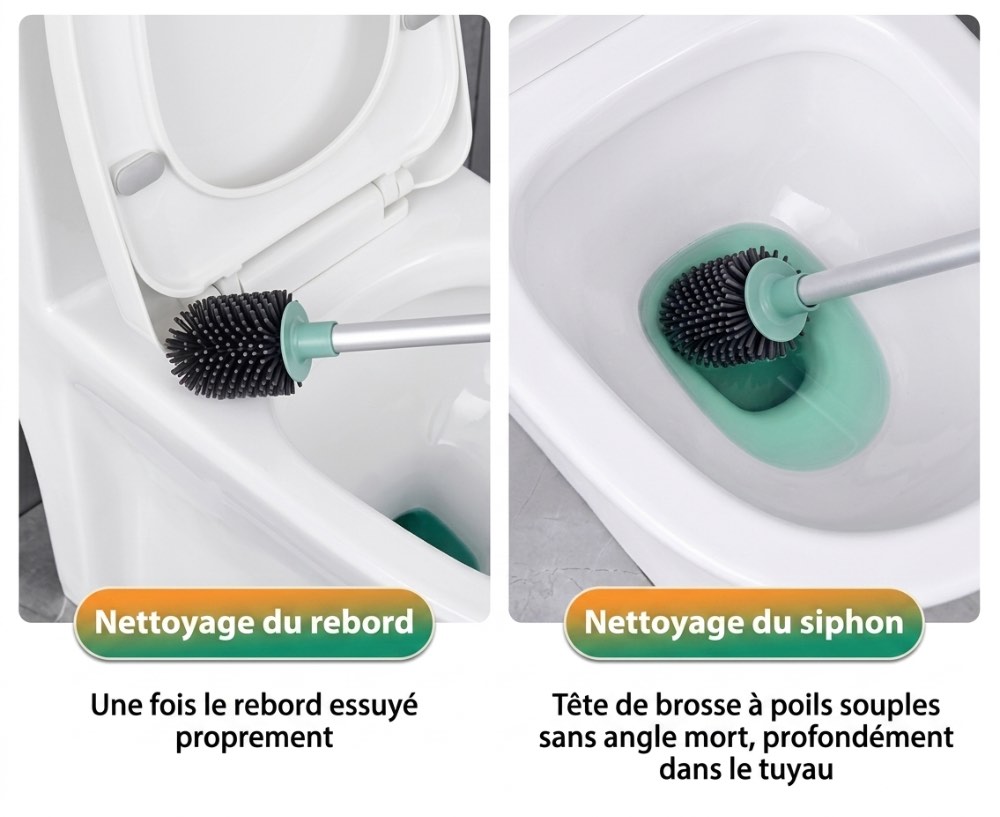 Brosse WC En Silicone Haute Qualité SOSO Hi - Support Mural Sans Perçage Et Système Anti-Goutte - Photo 3