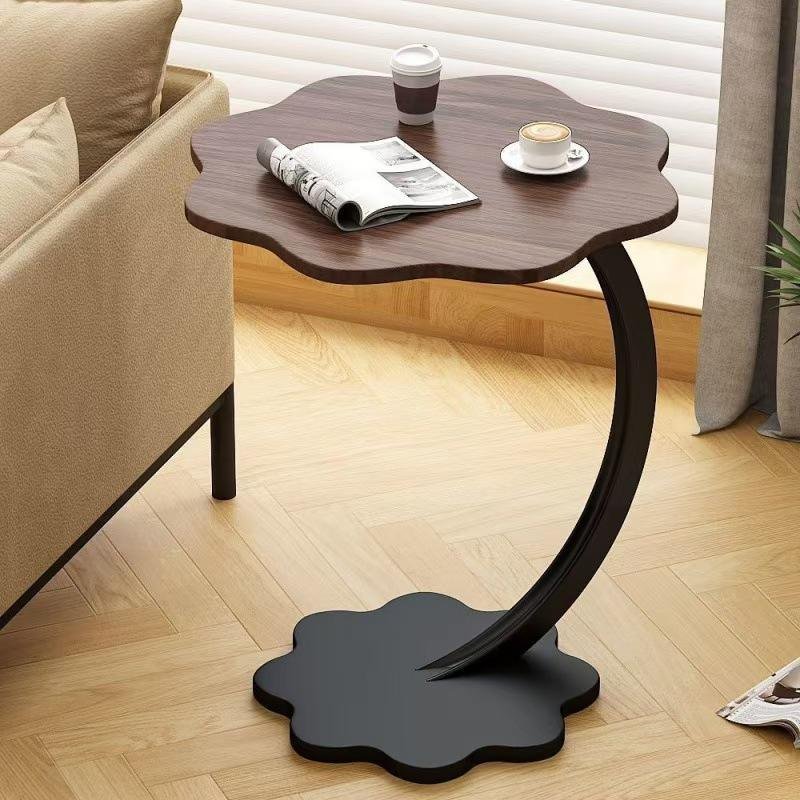 Table d'appoint pétale moderne — cadre métallique (noir / marron)