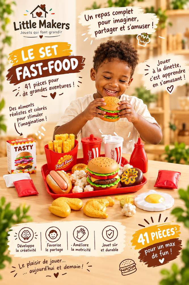 🔥 Encore plus grand, encore plus de fun ! 🍔🍕🍟 Découvrez le set Fast-Food et Boulangerie 🤩✨ Quel menu vas-tu préparer ? 😍  - Photo 2