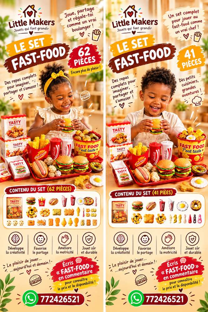 🔥 Encore plus grand, encore plus de fun ! 🍔🍕🍟 Découvrez le set Fast-Food et Boulangerie 🤩✨ Quel menu vas-tu préparer ? 😍  - Photo 3