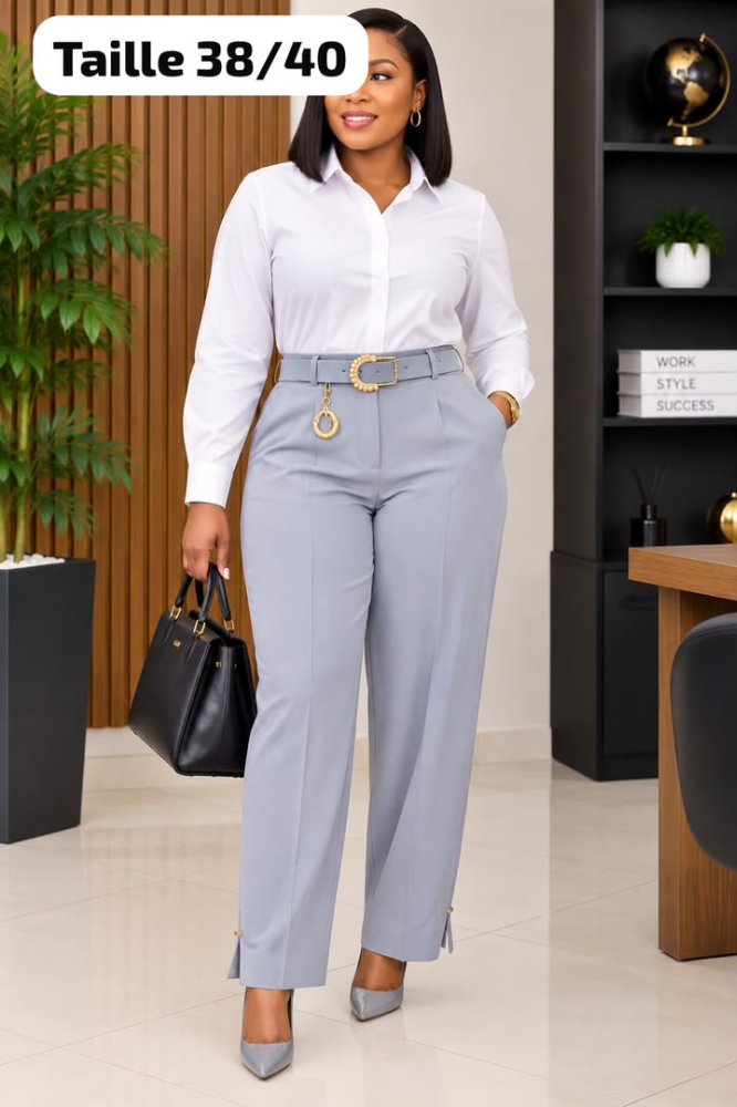 Pantalon classique bas coupé avec petite fente