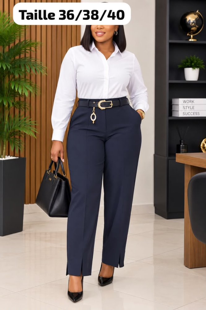 Pantalon classique bas coupé avec petite fente